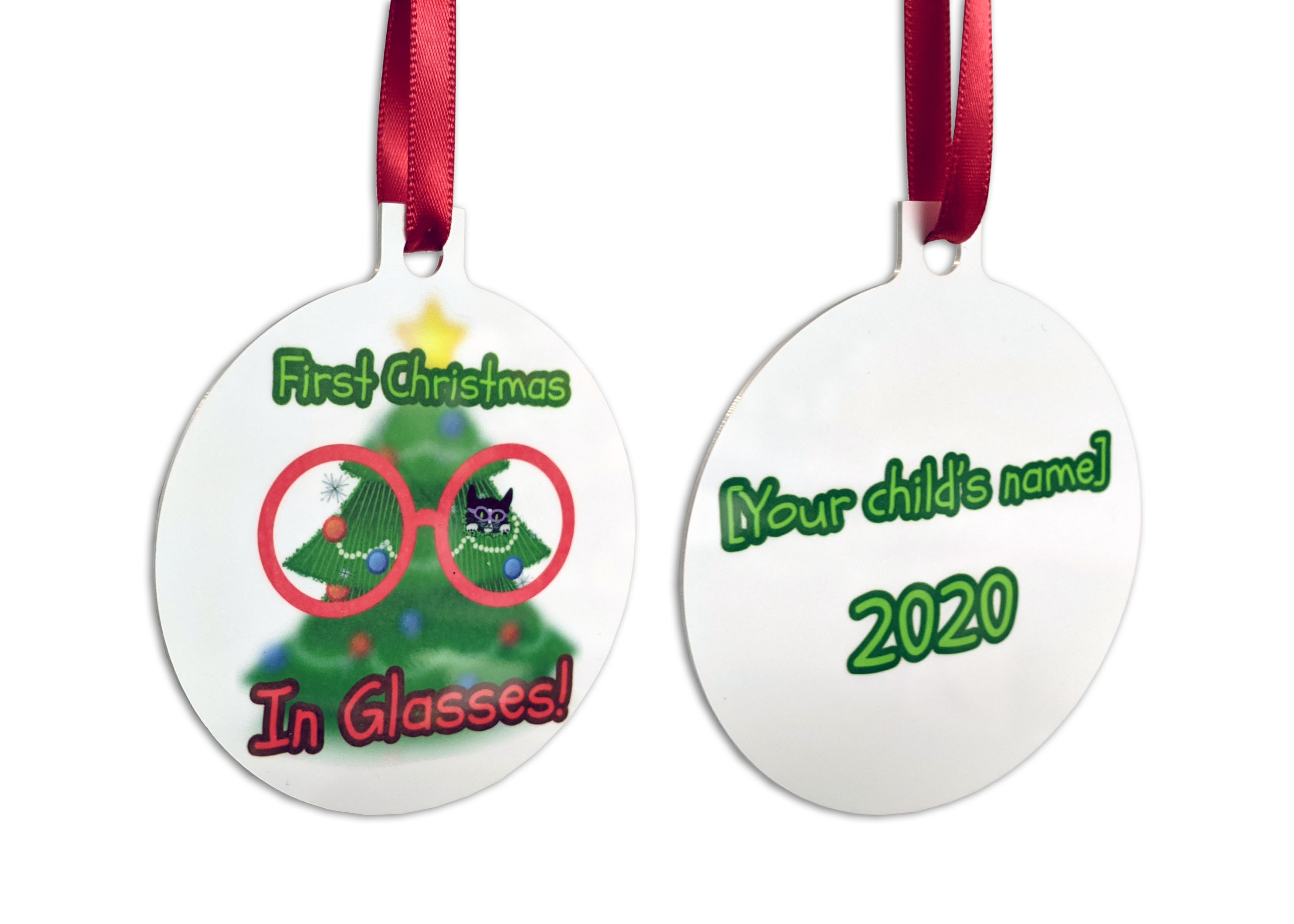 First Christmas in Glasses Custom Ornament
